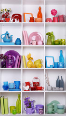 Sticker - White shelves with colorful things in room