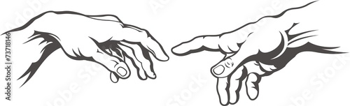 Fotomural Hand to hand tattoo. Creation of Adam. Michelangelo