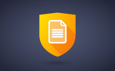 Long shadow shield icon with a document