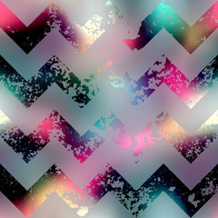 Poster - Grunge chevron pattern on blur background.