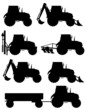 set icons tractors black silhouette vector illustration