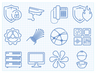 Vector thin line icons set