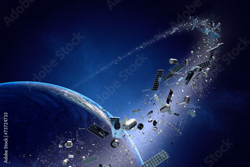 Fotomural Space junk (pollution) orbiting earth