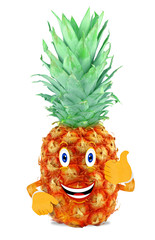 Wall Mural - pineapple with his face and hands