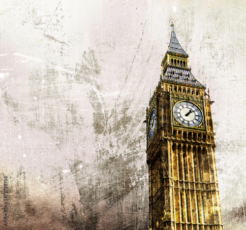 Fototapeta na wymiar London - Big Ben - Altes Retro Foto