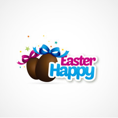 Poster - happy easter and chocolate egg vector