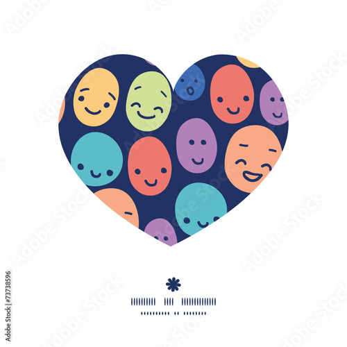 Fotografija Vector funny faces heart silhouette pattern frame