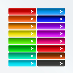 Wall Mural - Collection of bright colorful web buttons with arrow in color co