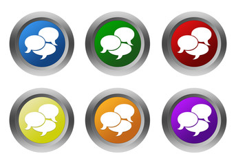 Wall Mural - set of rounded colorful buttons with bubble speeches symbol