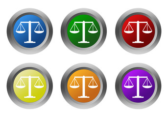Wall Mural - set of rounded colorful buttons with legal symbol