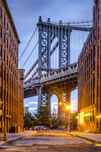 Manhattan Bridge Seen From Brooklyn, New York City.