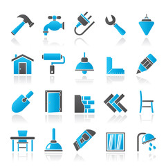 Building and home renovation icons - vector icon set