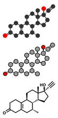 Sticker - Tibolone endometriosis drug molecule.