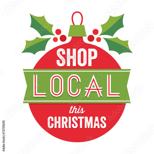 vintage sign shop local this christmas red green white Buy this stock