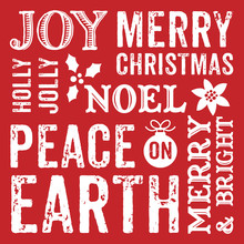 Seamless Text Background With Christmas Typography White On Red