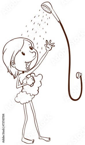A young girl taking a shower - Buy this stock vector and explore