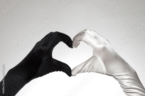 Plakat na zamówienie Heart shaped gloves isolated on white background