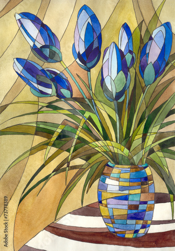 Obraz w ramie Abstract flowers in a vase