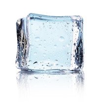 Cube Of Blue Ice Isolated On A White Background