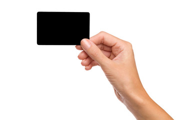 Black card in woman's hand