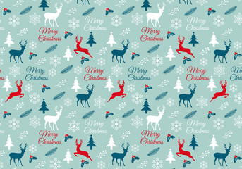 Wall Mural - seamless christmas pattern, wrapping paper, vector