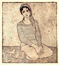 The Girl Sitting On A Carpet