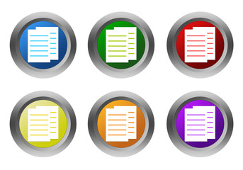 Wall Mural - set of rounded colorful icons with documents or news symbol