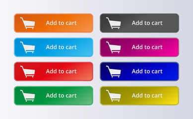 Wall Mural - Set of commerce colorful buttons. Add to cart