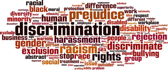 Discrimination word cloud concept. Vector illustration