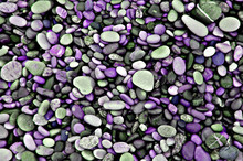 Purple / Green  Rocks On A Beach (background, Wallpaper)