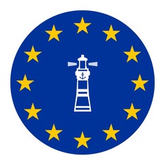 Poster - Phare maritime dans un drapeau européen