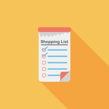 Shopping List Flat Icon With Long Shadow,eps10