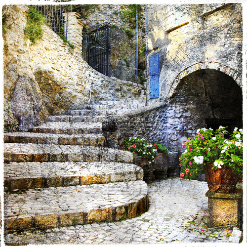 Obraz w ramie streets of old Italian villages- Casperia, artistic picture