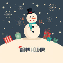 Christmas Card With Snowman