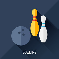 Wall Mural - Game illustration with bowling in flat design style.