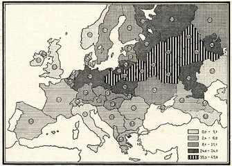 Canvas Print - Rye area (% of arable land, ca. 1930)