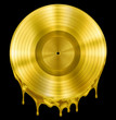 gold molten or melted record music disc award isolated on black