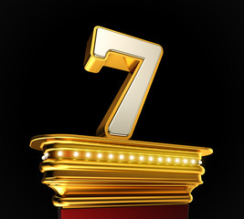 Aufkleber - Number Seven on golden platform over black background