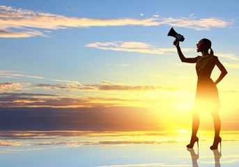 Wall Mural - Woman with megaphone