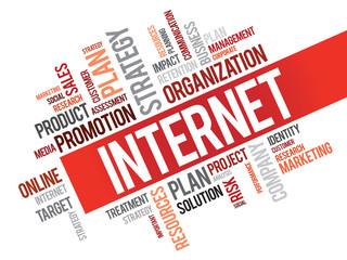 Aufkleber - Word Cloud with Internet related tags, vector business concept
