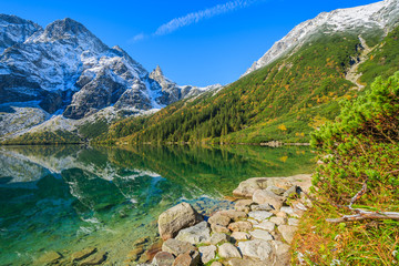 Morskie Oko lake in autumn colours, High Tatra Mountains, Poland