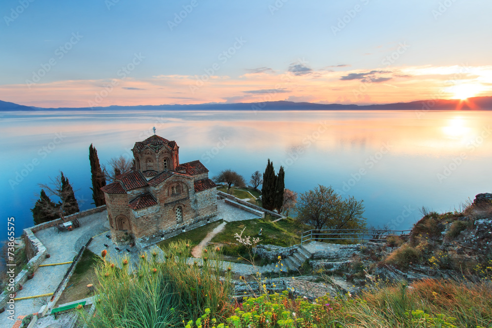 Sveti (Saint) Jovan Kaneo Church on Lake Ohrid - obrazy, fototapety, plakaty 