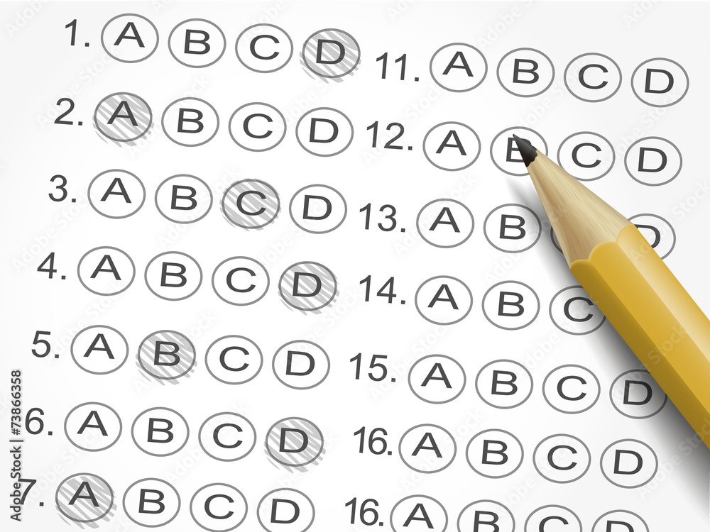 multiple choice answer sheet survey with pencil Stock Vector | Adobe Stock