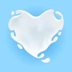 Wall Mural - Milk, yogurt or cream splash shaped in heart form.