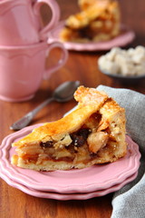 Wall Mural - Slice of homemade  traditional dutch apple cake, appeltaart