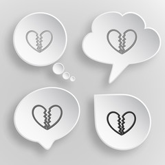 Sticker - Unrequited love. White flat vector buttons on gray background.