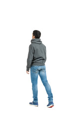 Rear view of man looking away