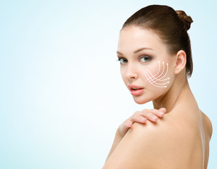 Wall Mural - Girl with markings mesotherapy zones