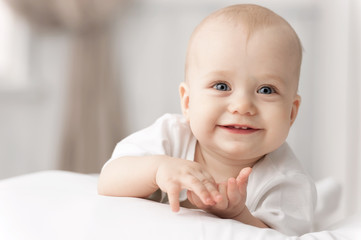 portrait of a crawling baby