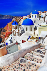 Wall Mural - colors of Santorini - Oia. view with church and caldera